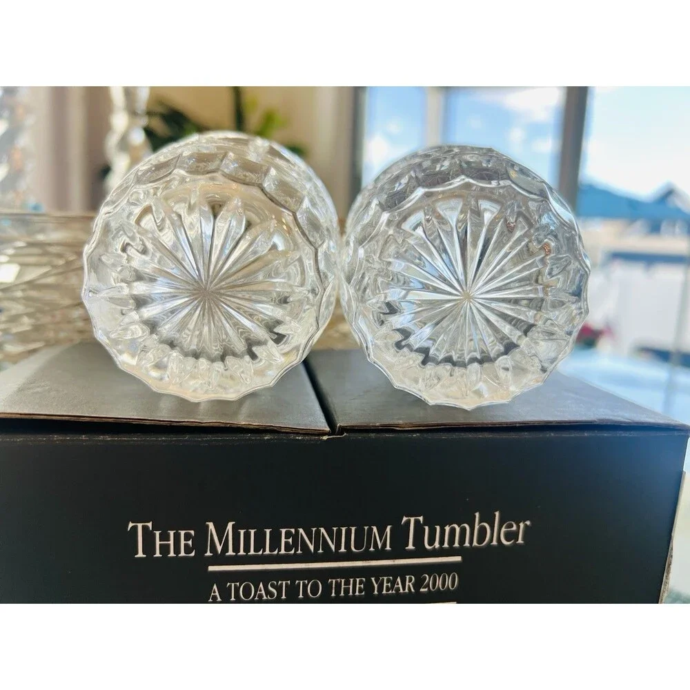 Waterford Crystal Millennium Tumbler Set of 2 – Toast to the Year 2000 Vintage